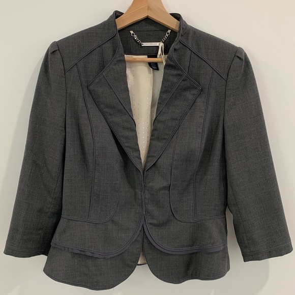 White House Black Market Gray Wool Blend Blazer 6 - Picture 1 of 8